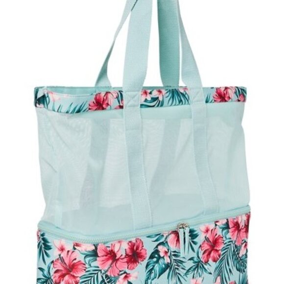 Tropical Print Beach Tote Bag with Zip Bottom - Picture 14 of 15